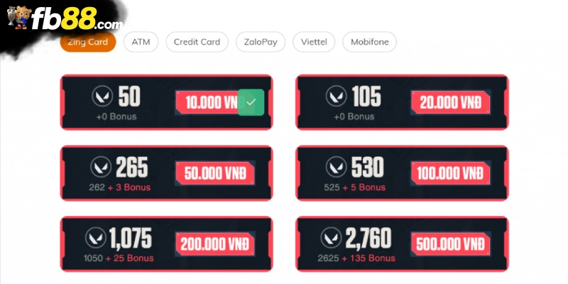 Nạp Tiền Valorant - Phương Thức Nhanh Chóng Thuận Tiện 2025 2 Sử dụng Zing Card nạp tiền Valorant